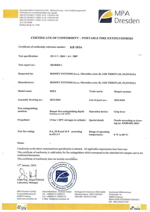 BFE2 — MPA sertifikası