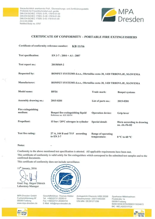 BFE6 — MPA sertifikası