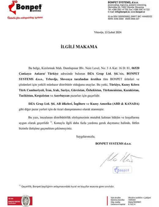 Distribütörlük belgesi (Türkçe)